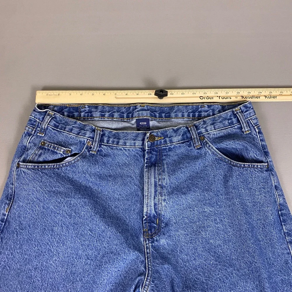 Full Blue Jeans Men's Size 42x30 (Fit 40x30) Straight Denim Workwear 100% Cotton